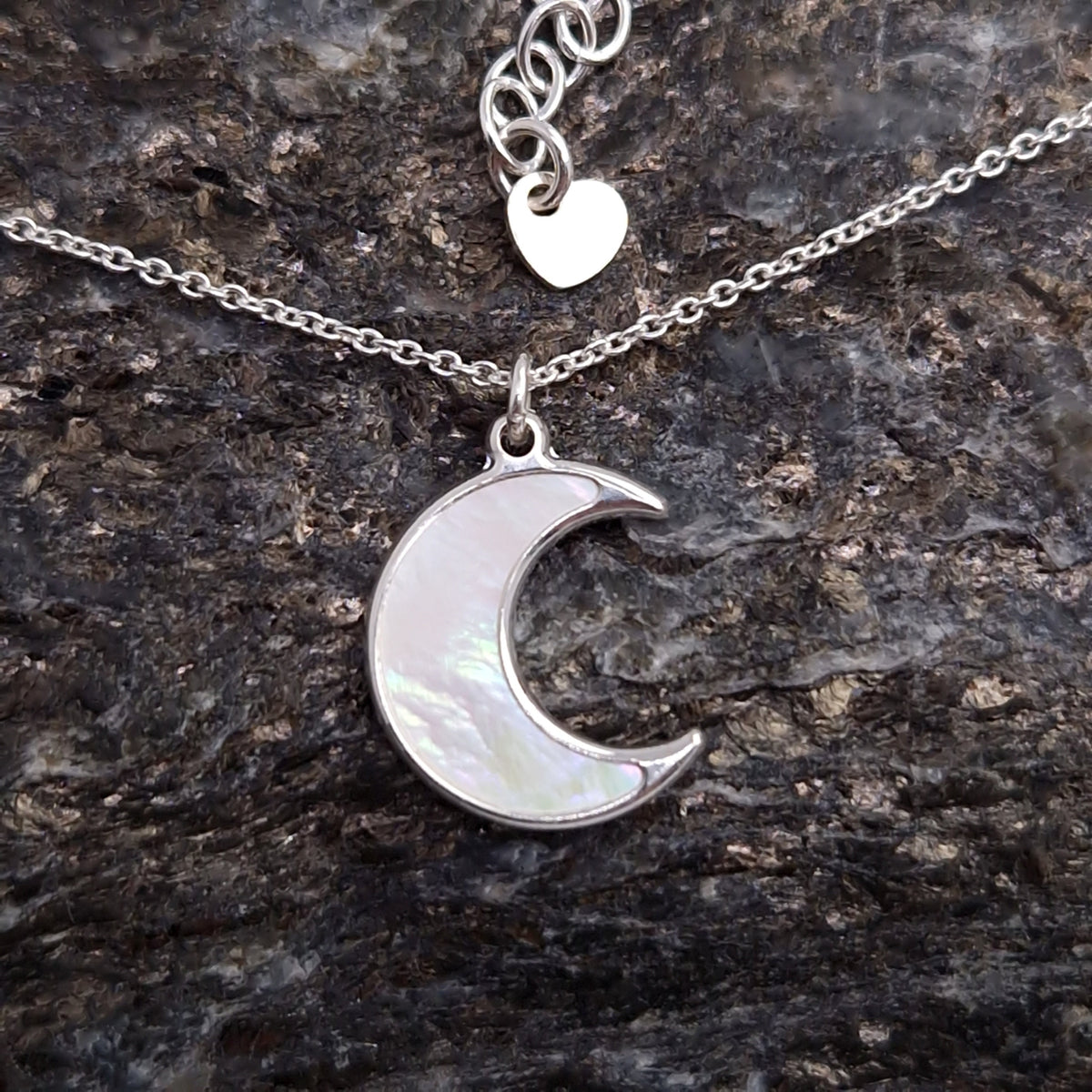 Halskette Halbmond mit Perlmutt 925 Silber