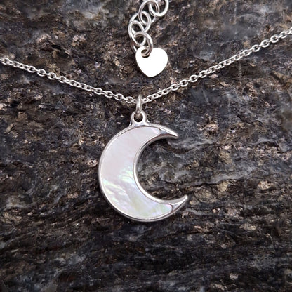 Halskette Halbmond mit Perlmutt 925 Silber
