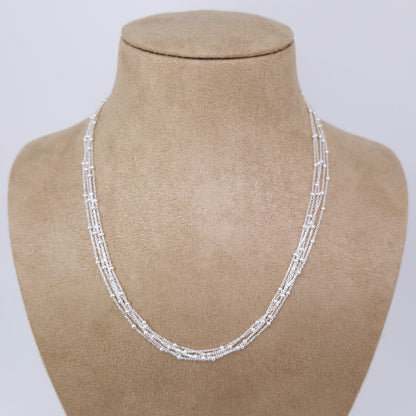 Filigrane Satellitenkette 925 Silber fünfreihig Layering sehr zarte Kette
