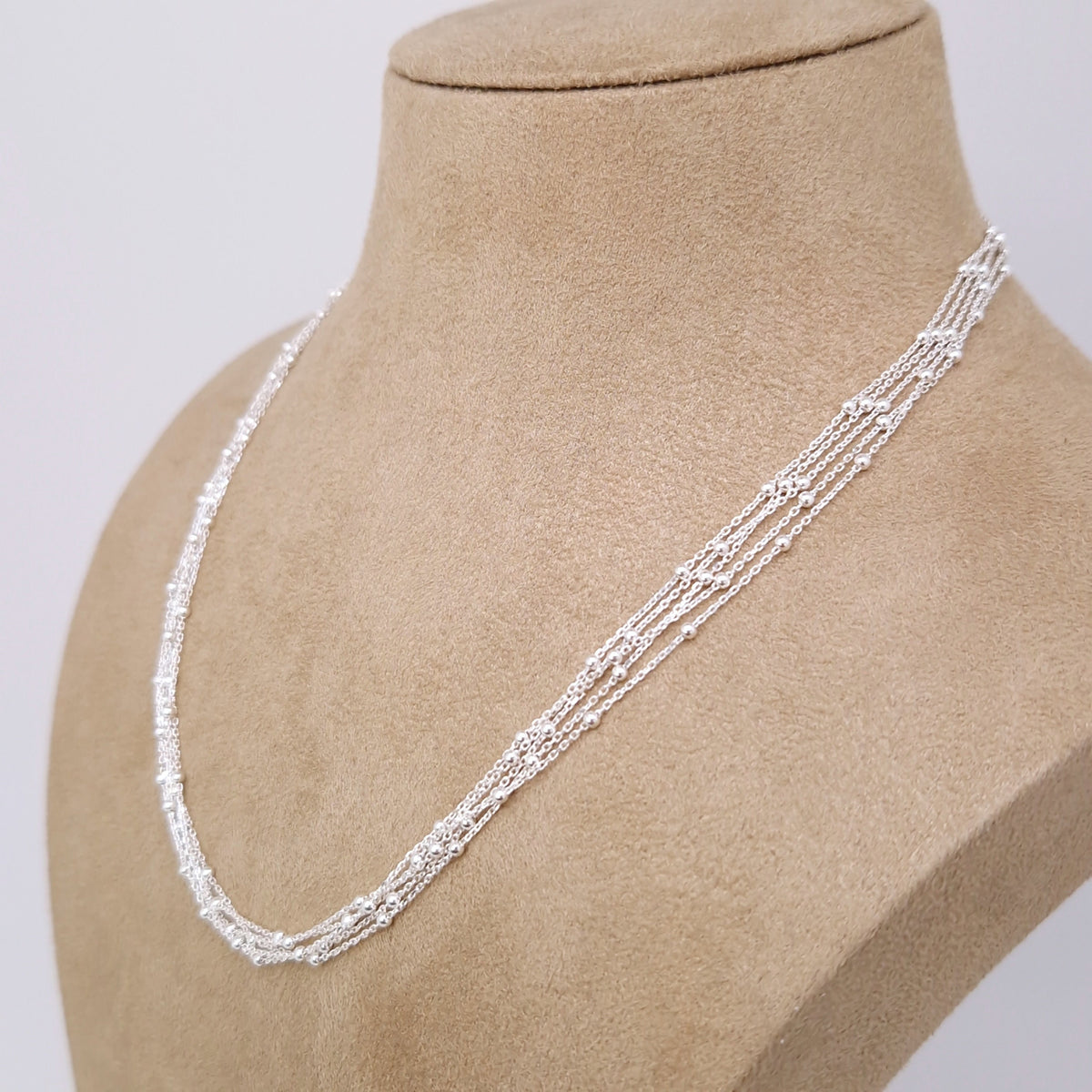 Filigrane Satellitenkette 925 Silber fünfreihig Layering sehr zarte Kette