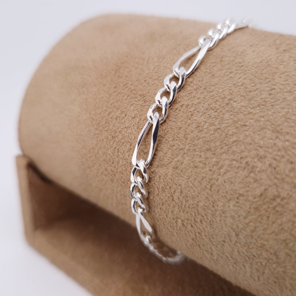 Figaro Armband breit 925 Silber Silberarmband massiv große Kettenglieder 4,3 mm