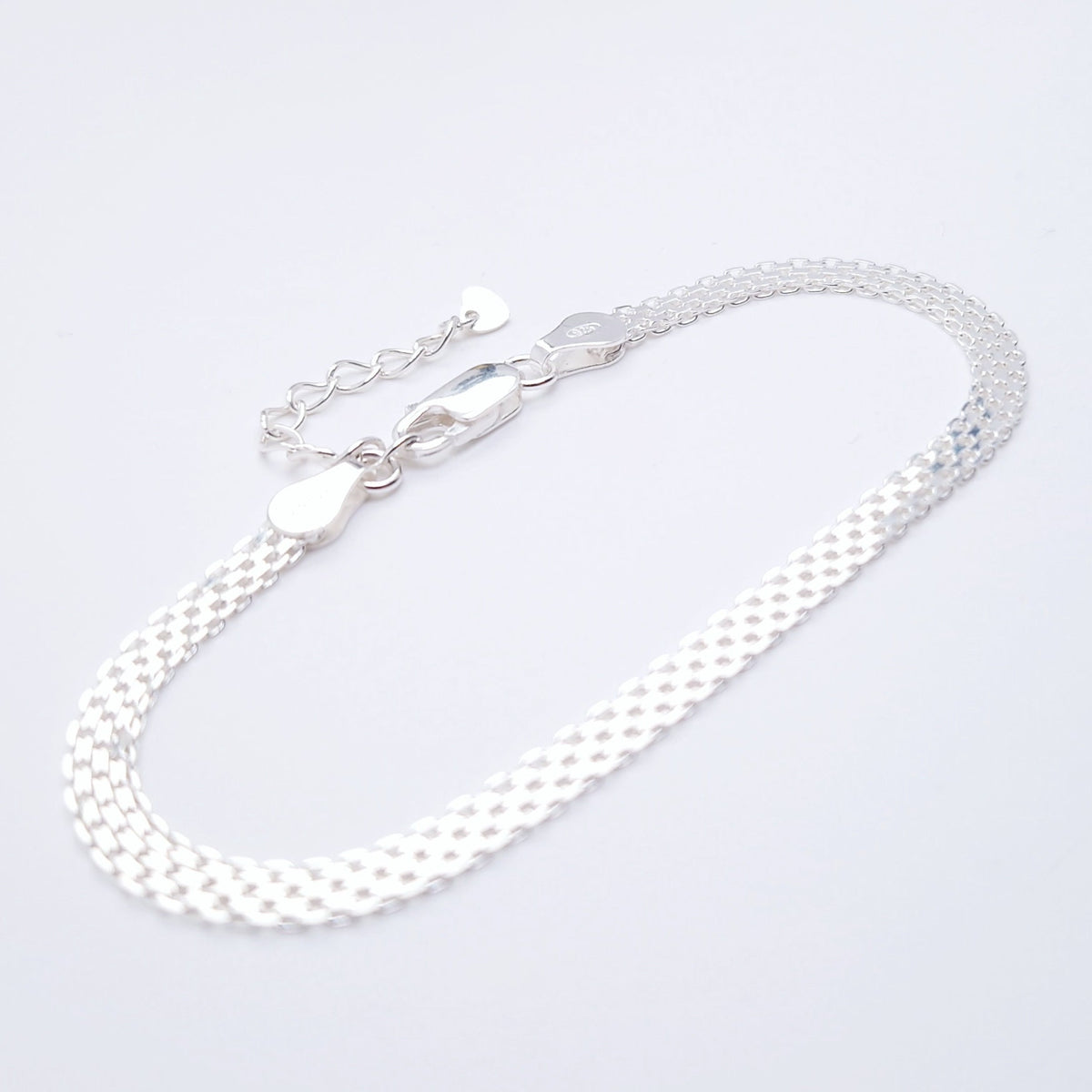 Bismarck Armband breit 925 Silber Mesh 4 mm