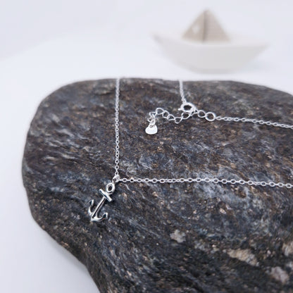 Halskette kleiner Anker Anhänger 925 Silber maritim