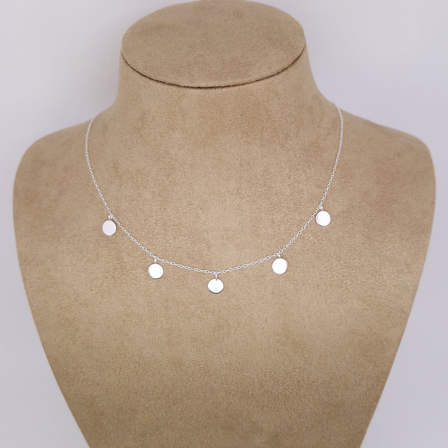 Halskette mit Plättchen-Anhängern rund 925 Silber