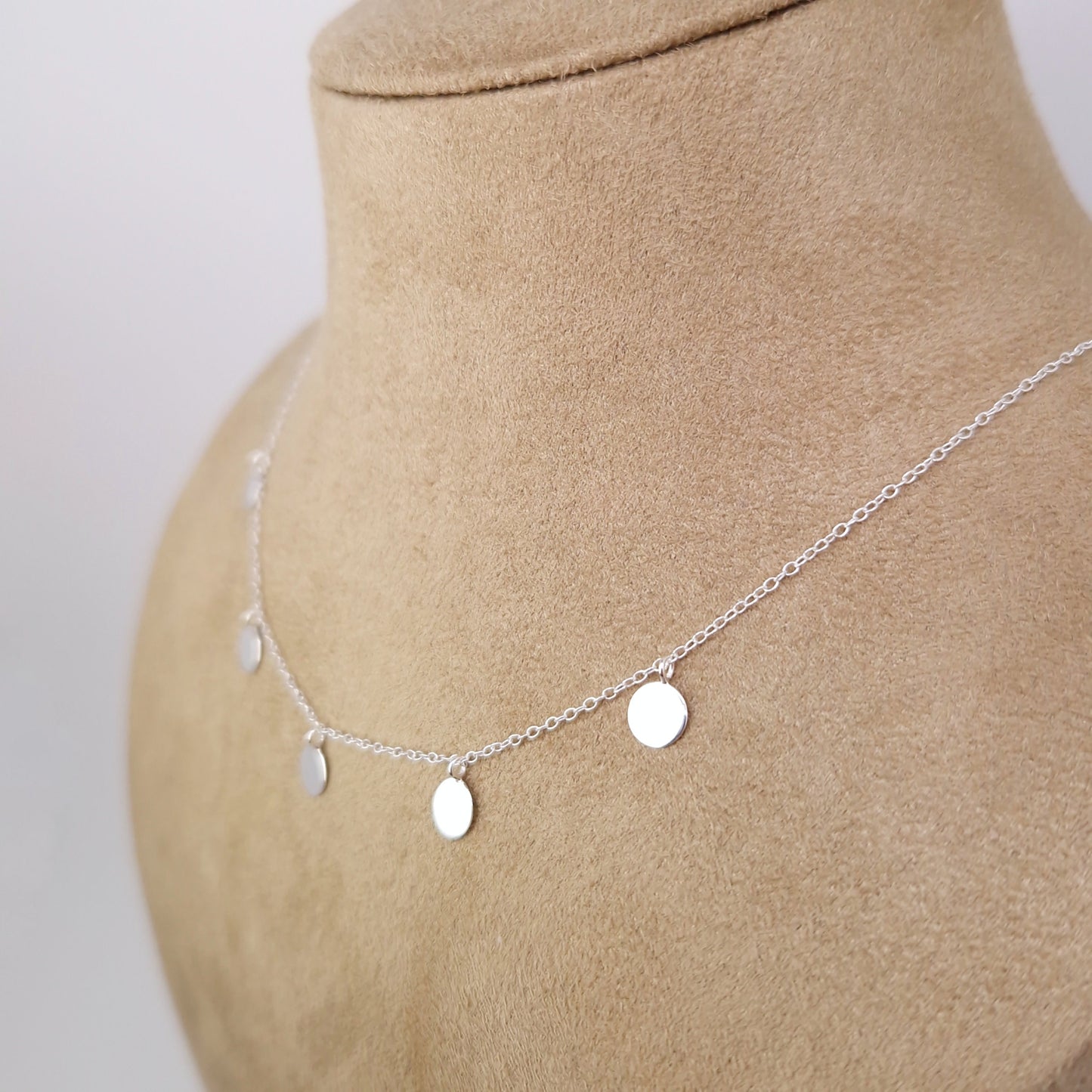 Halskette mit Plättchen-Anhängern rund 925 Silber