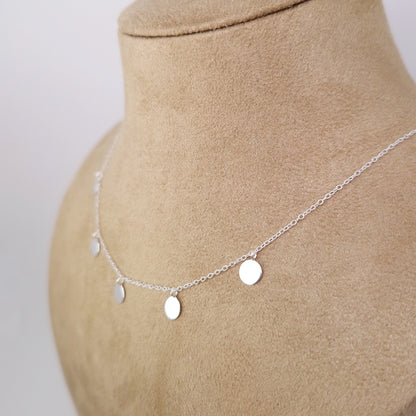 Halskette mit Plättchen-Anhängern rund 925 Silber