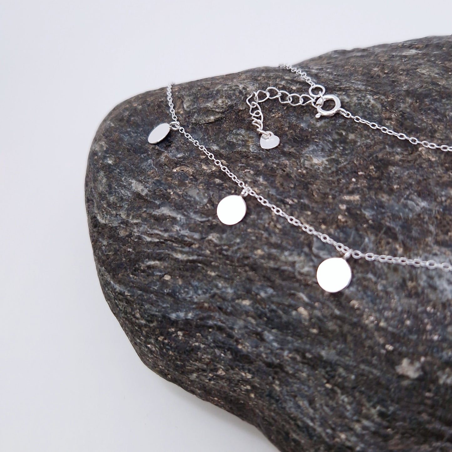 Halskette mit Plättchen-Anhängern rund 925 Silber