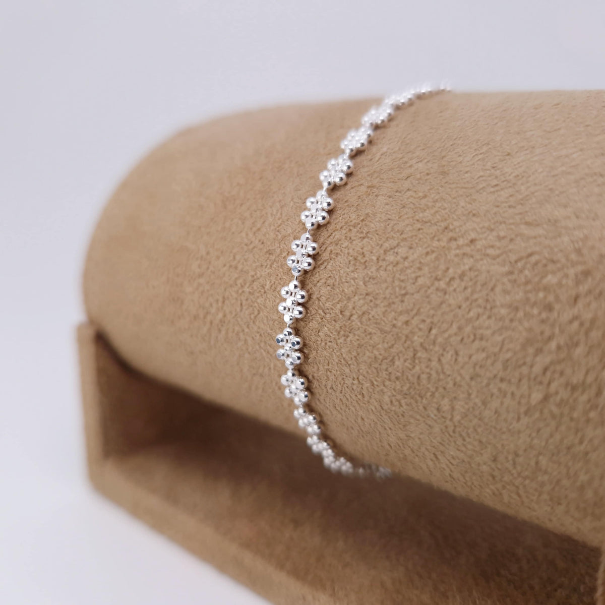 Armband Blumen Perlen 925 Silber Kugelkette zart filigran