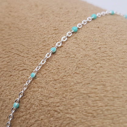 Armband Emaille Kugeln türkis 925 Silber filigran zart