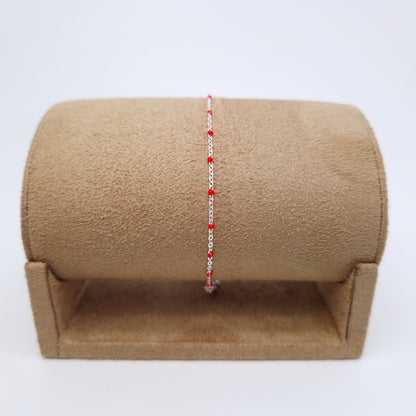 Armband Emaille Kugeln rot 925 Silber filigran zart