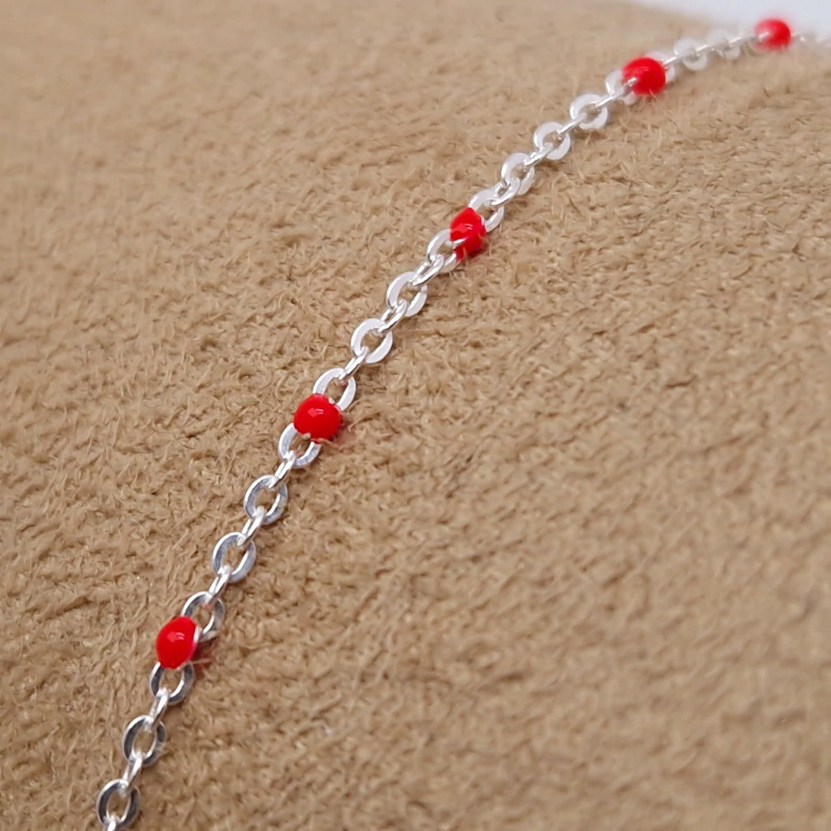 Armband Emaille Kugeln rot 925 Silber filigran zart