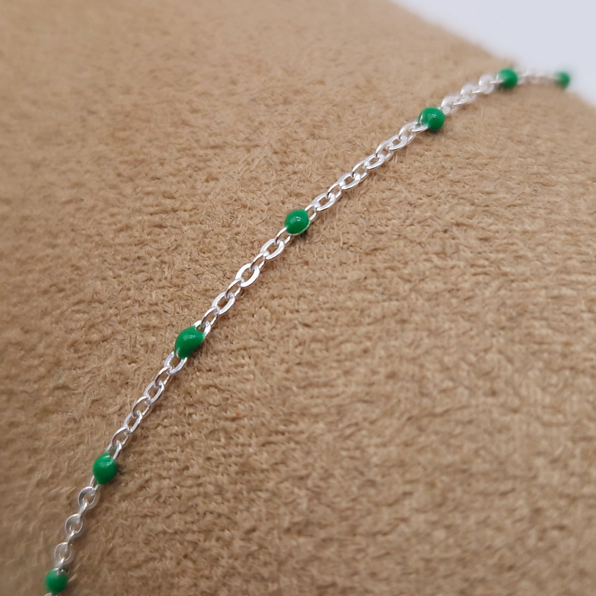 Armband Emaille Kugeln grün 925 Silber filigran zart