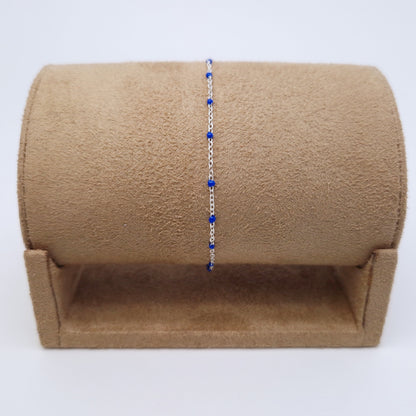 Armband Emaille Kugeln blau 925 Silber filigran zart
