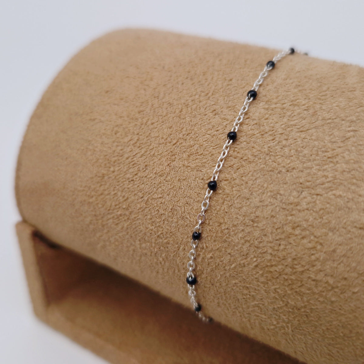 Armband Emaille Kugeln schwarz 925 Silber filigran zart