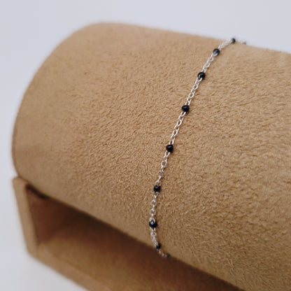 Armband Emaille Kugeln schwarz 925 Silber filigran zart
