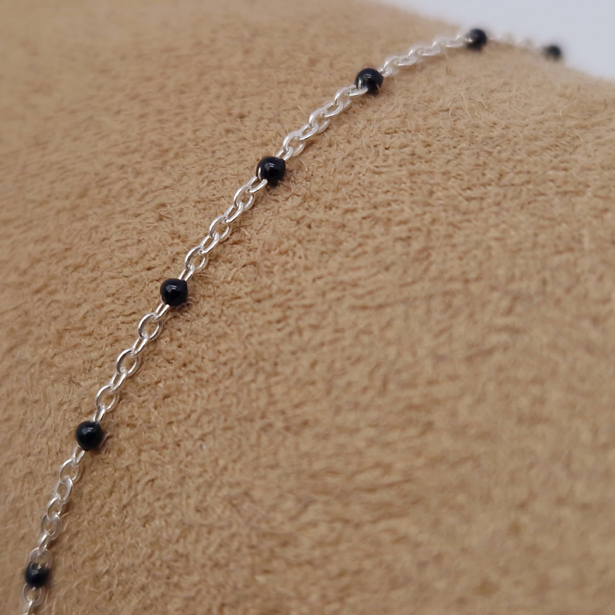 Armband Emaille Kugeln schwarz 925 Silber filigran zart