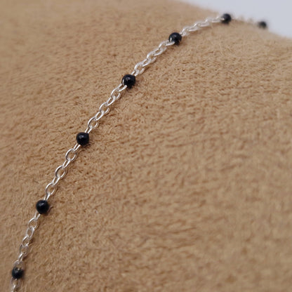 Armband Emaille Kugeln schwarz 925 Silber filigran zart