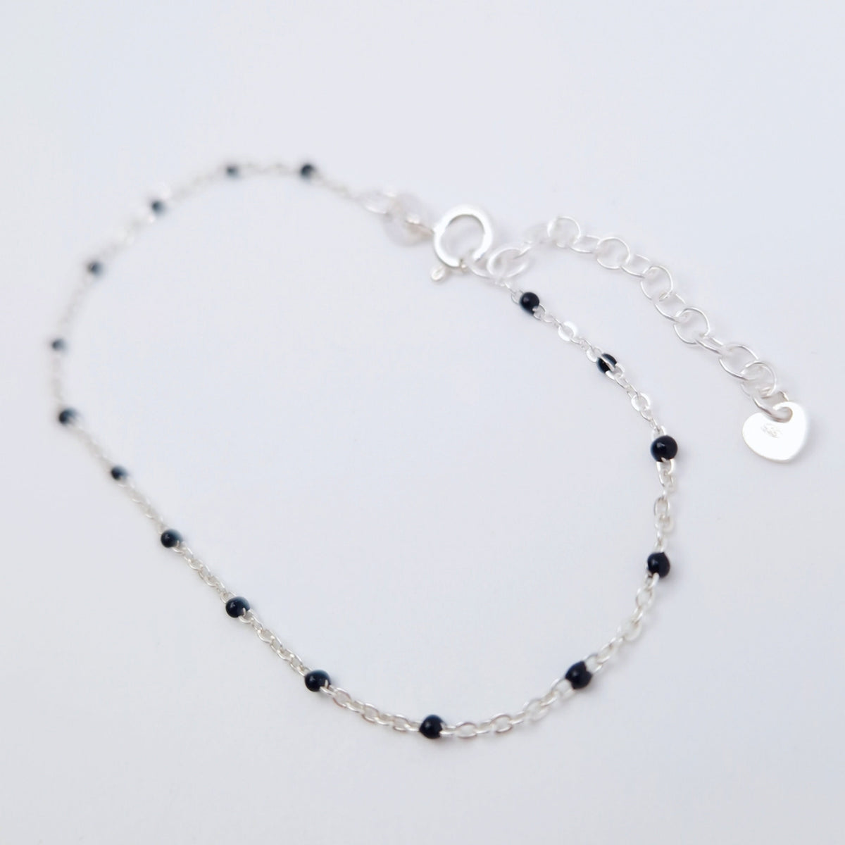Armband Emaille Kugeln schwarz 925 Silber filigran zart