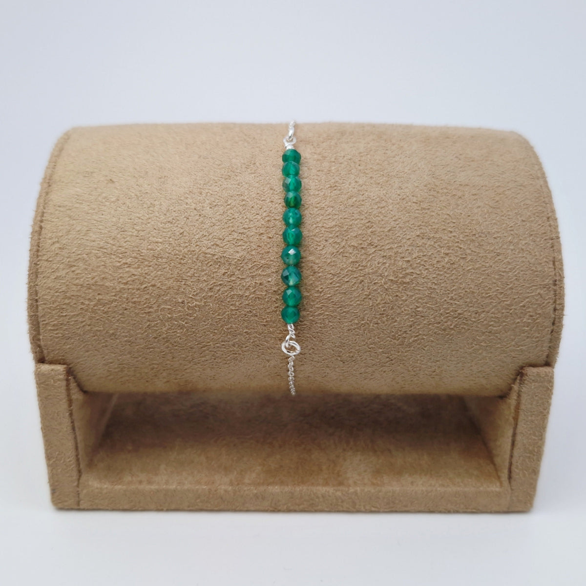 Armband grüner Achat 925 Silber filigran Edelstein Naturstein facettiert