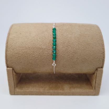 Armband grüner Achat 925 Silber filigran Edelstein Naturstein facettiert
