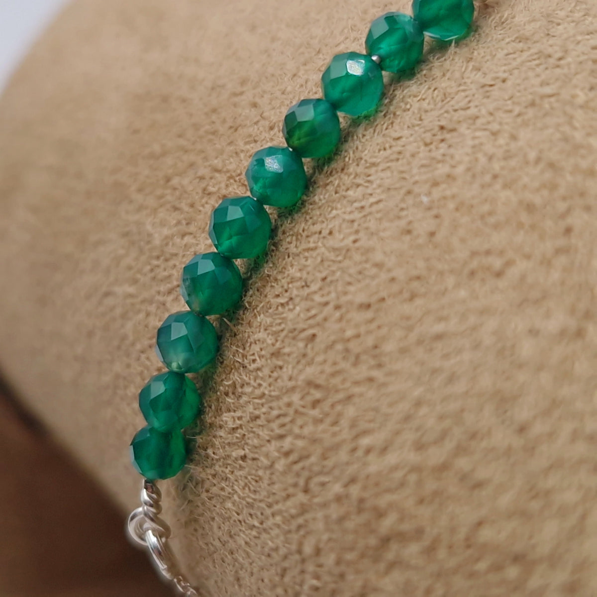 Armband grüner Achat 925 Silber filigran Edelstein Naturstein facettiert