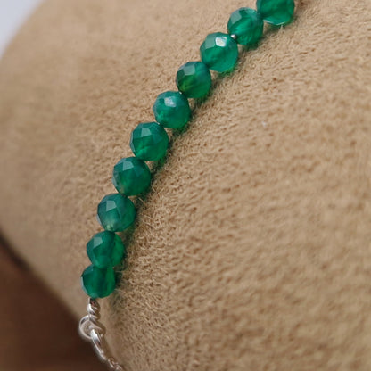 Armband grüner Achat 925 Silber filigran Edelstein Naturstein facettiert