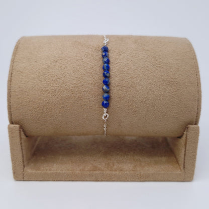 Armband blauer Lapislazuli 925 Silber filigran Edelstein Naturstein facettiert