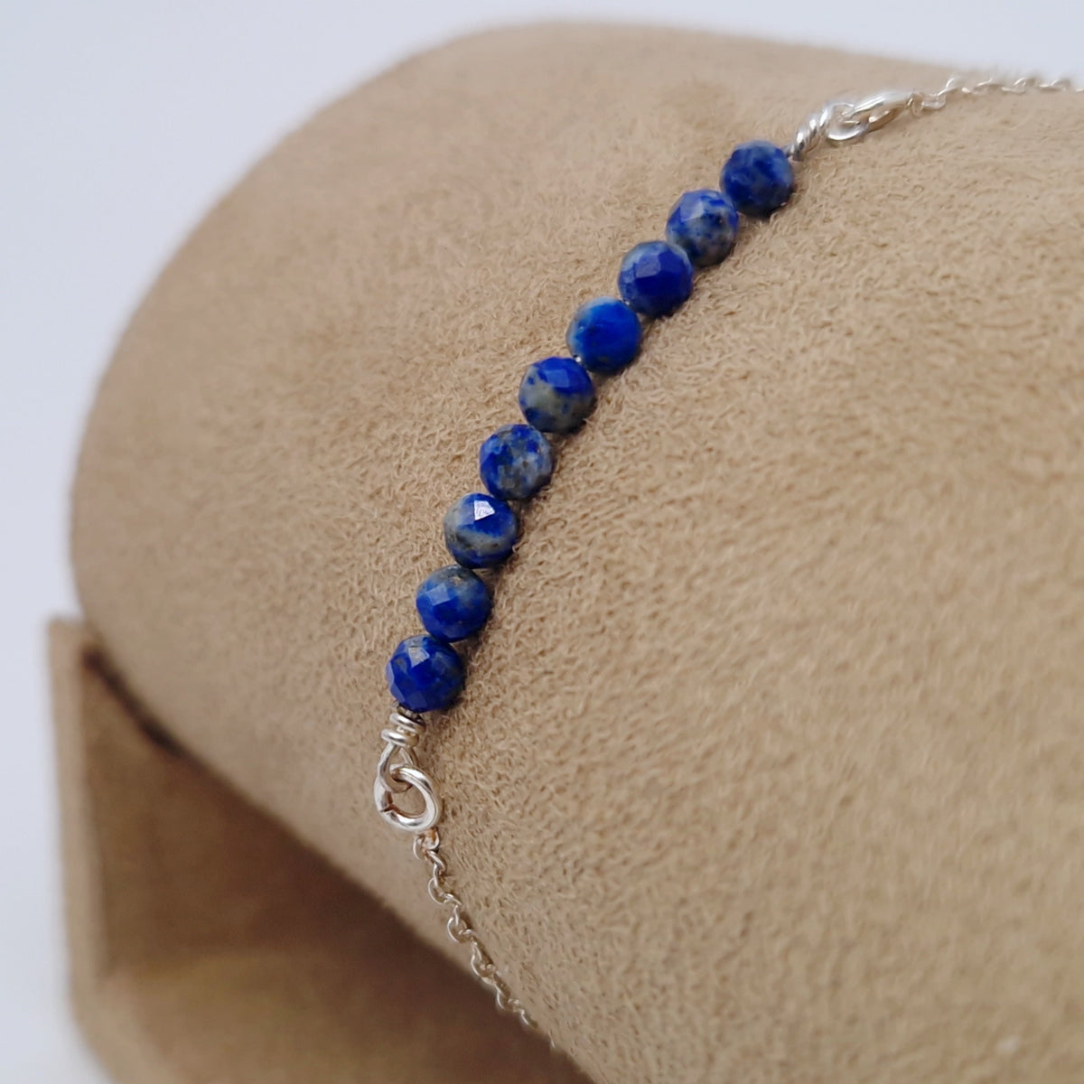 Armband blauer Lapislazuli 925 Silber filigran Edelstein Naturstein facettiert