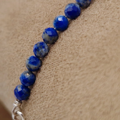 Armband blauer Lapislazuli 925 Silber filigran Edelstein Naturstein facettiert