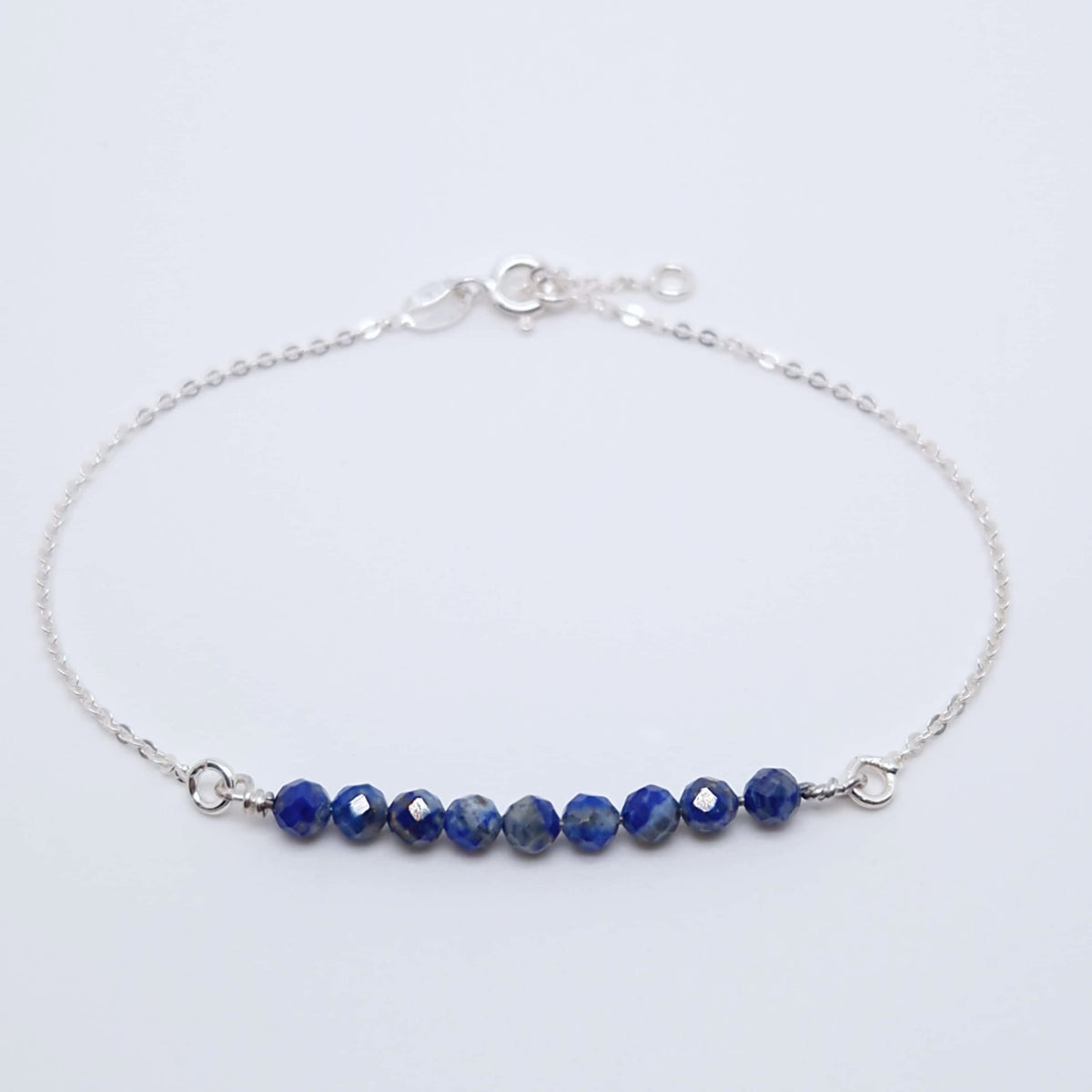 Armband blauer Lapislazuli 925 Silber filigran Edelstein Naturstein facettiert