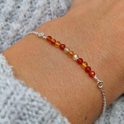 Armband oranger Achat 925 Silber filigran Edelstein Naturstein facettiert