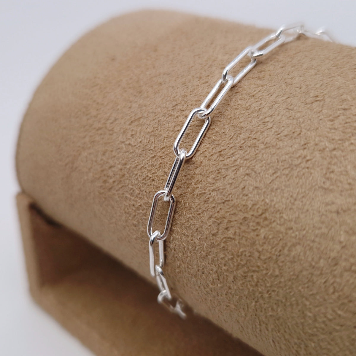 Armband Paperclip breit 925 Silber große massive rechteckige Kettenglieder