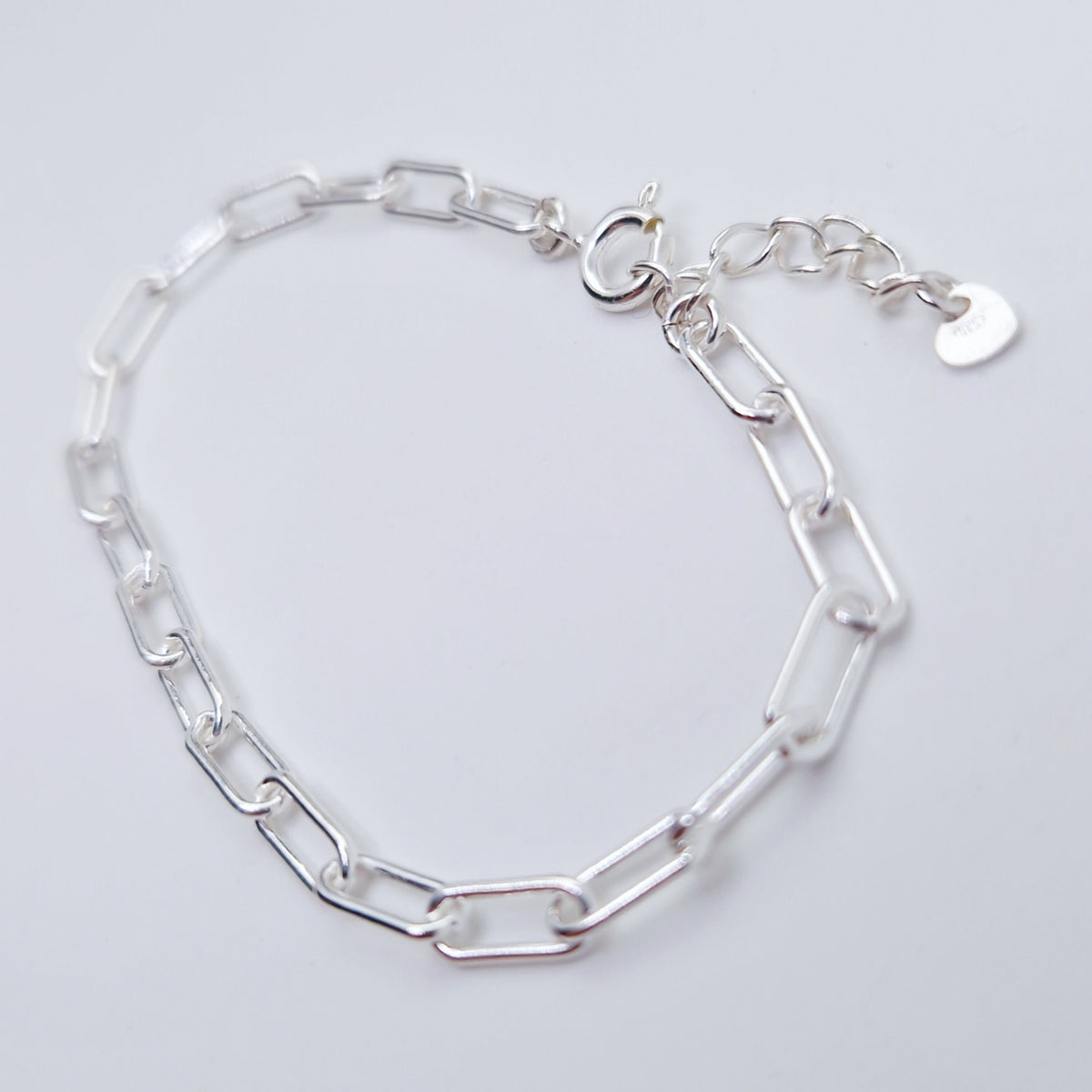 Armband Paperclip breit 925 Silber große massive rechteckige Kettenglieder
