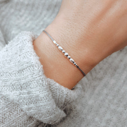 Armband Silber Perlen 925 Silber Makramee filigran