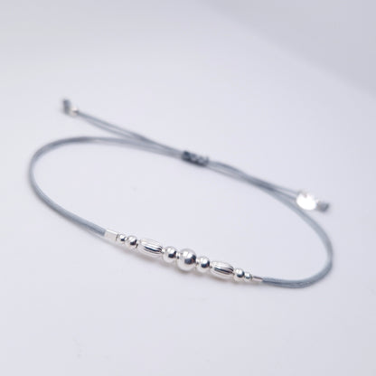 Armband Silber Perlen 925 Silber Makramee filigran