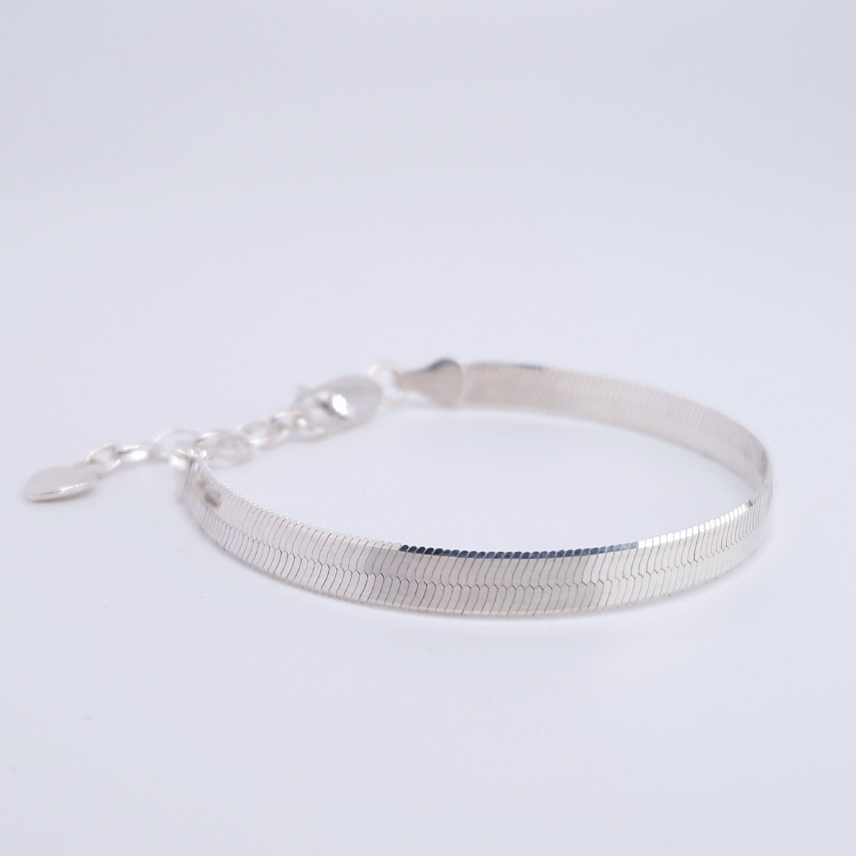 Schlangenarmband breit 925 Silber 6mm glänzend