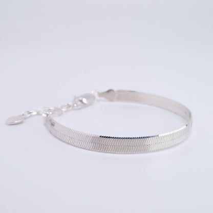 Schlangenarmband breit 925 Silber 6mm glänzend