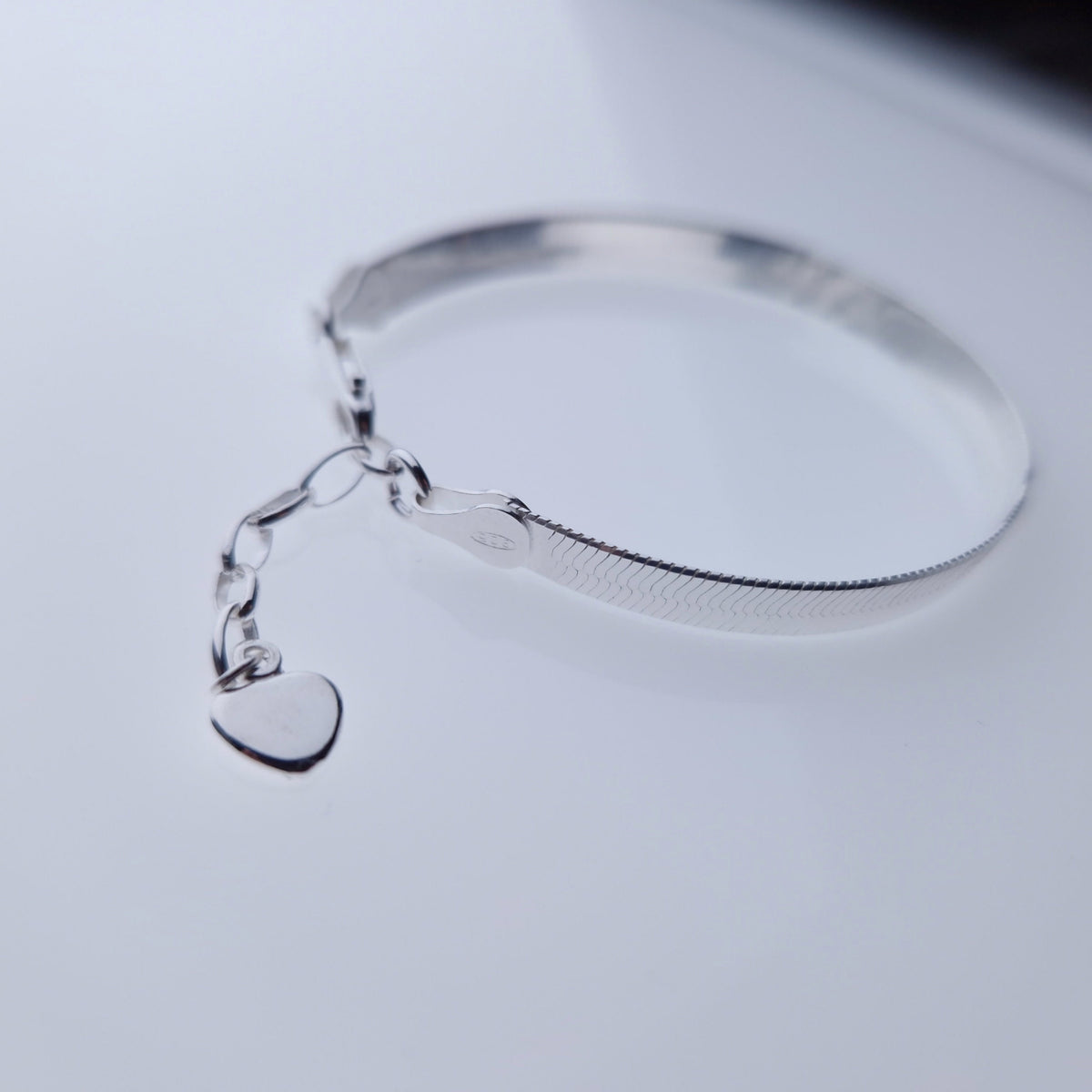Schlangenarmband breit 925 Silber 6mm glänzend