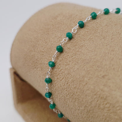 Armband grüne Jade 925 Silber filigran Edelstein Naturstein facettiert