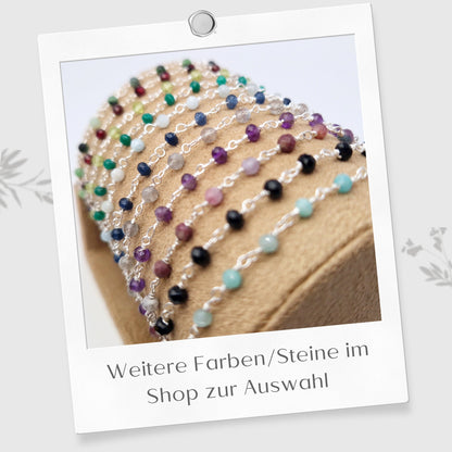zarte Silber Armbänder mit facettierten   Perlen aus Naturstein in verschiedenen Farben