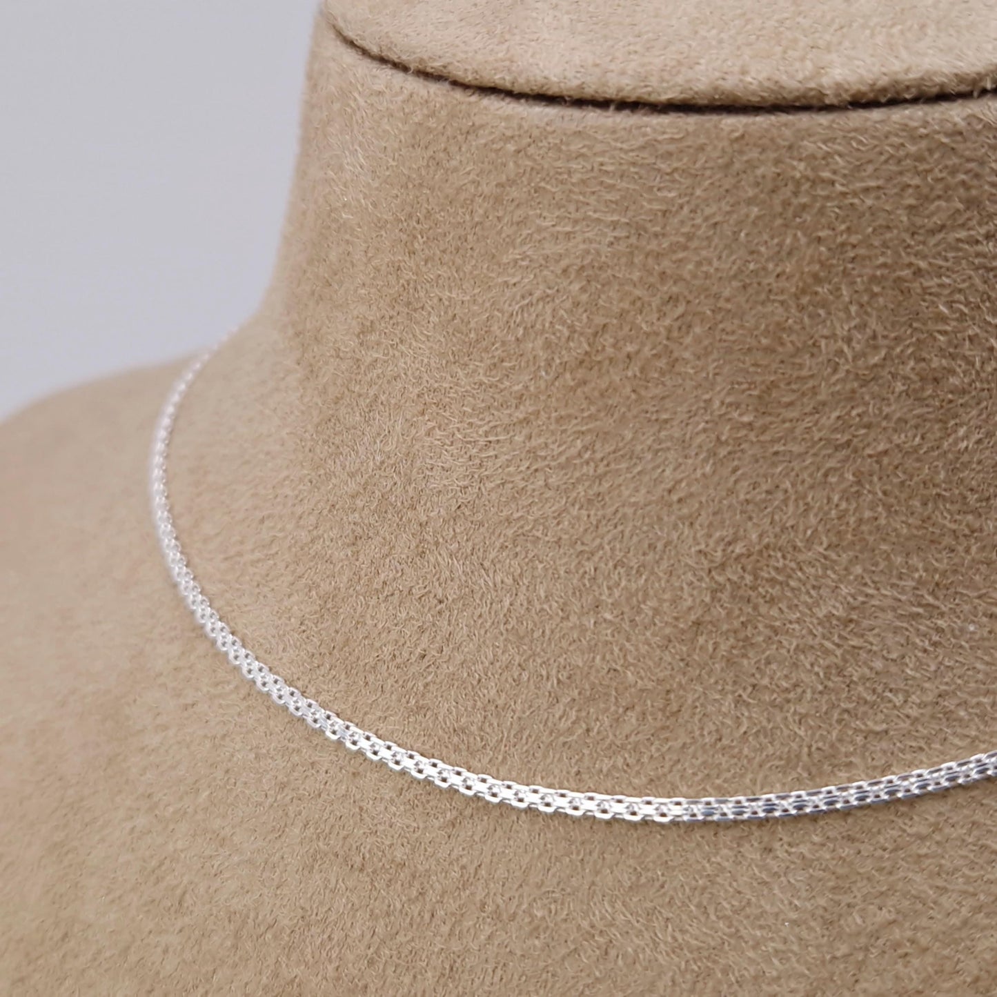 Bismarck Halskette schmal flach 925 Silber gewebte Kette Mesh Kette Layering