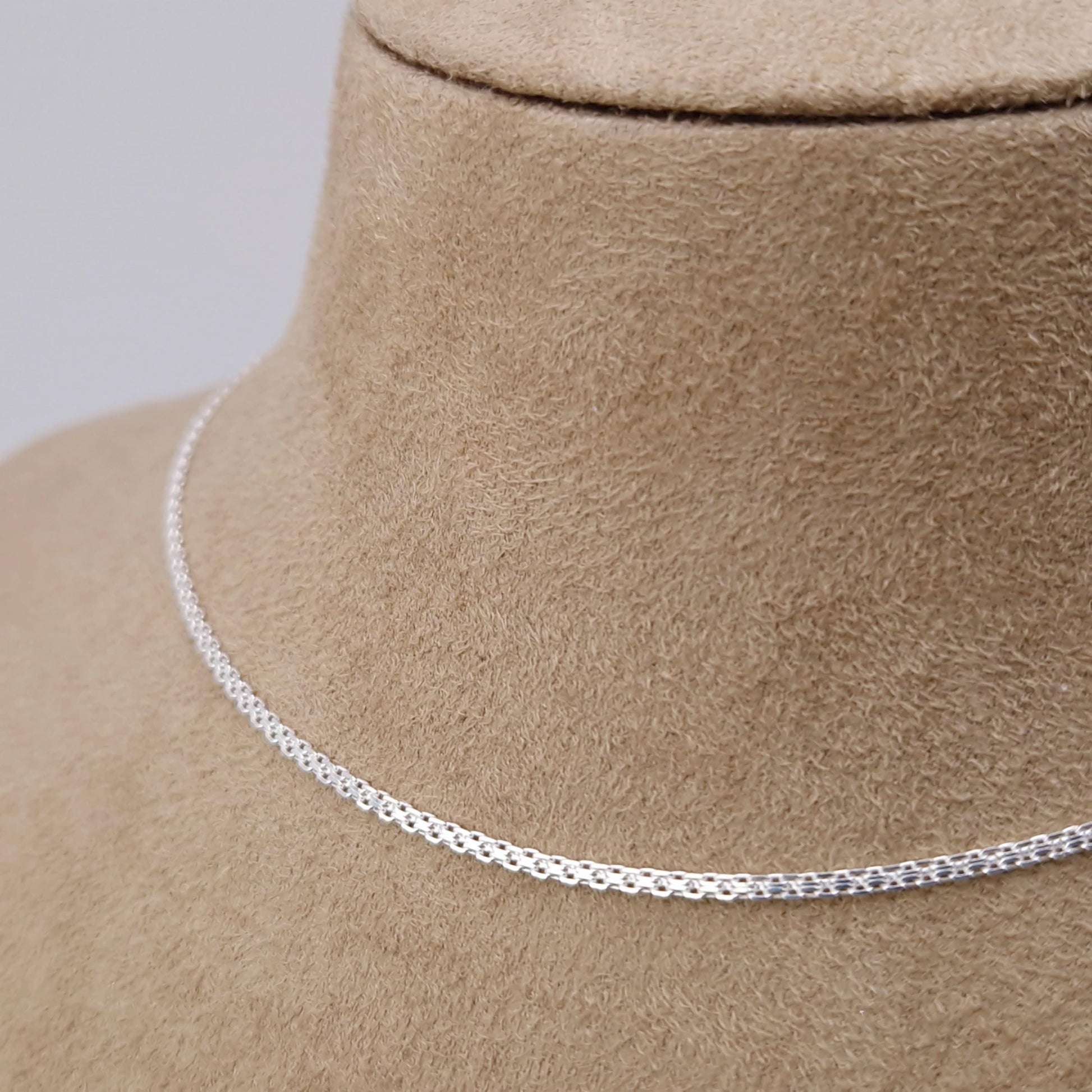 Bismarck Halskette schmal flach 925 Silber gewebte Kette Mesh Kette Layering