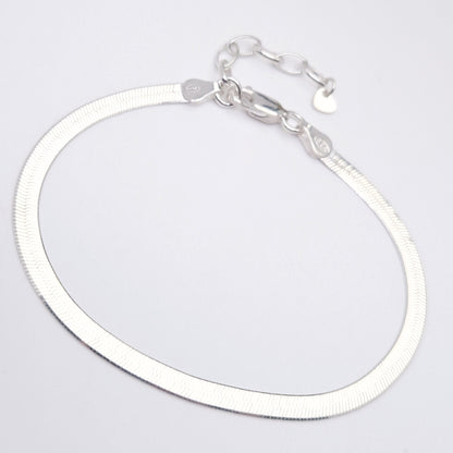 Schlangenarmband flach 925 Silber breit glänzend
