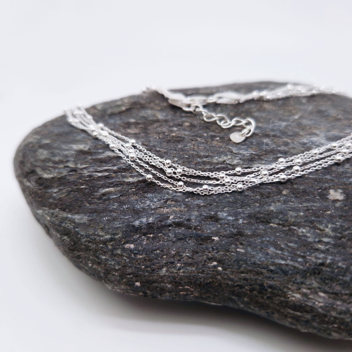 Filigrane Satellitenkette 925 Silber fünfreihig Layering sehr zarte Kette