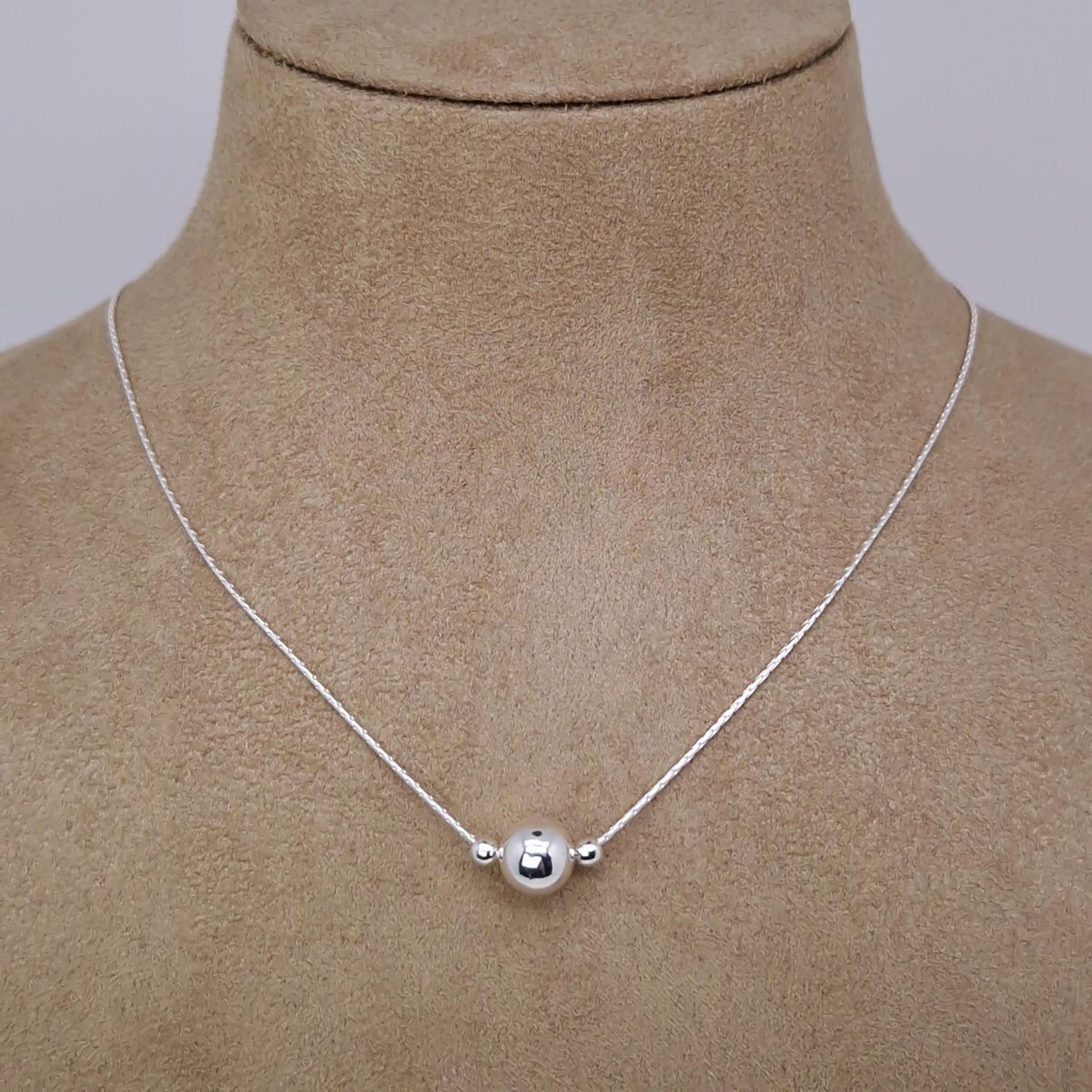 Halskette mit Silberkugel Anhänger 925 Silber massiv Kugelkette Boston Kette Layering