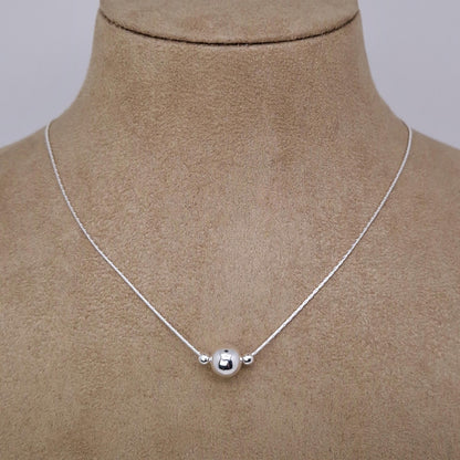 Halskette mit Silberkugel Anhänger 925 Silber massiv Kugelkette Boston Kette Layering