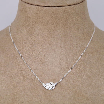 Halskette mit Blattanhänger 925 Silber mit Zirkonia Kristallen Layering