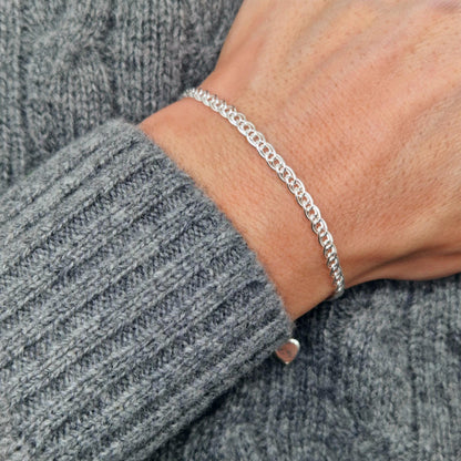 Breites gewebtes Silberamband aus massivem 925 Sterling Silber.