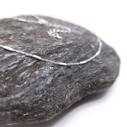 Balken Halskette zart 925 Silber filigran fein Layering zarte Ankerkette Satellitenkette