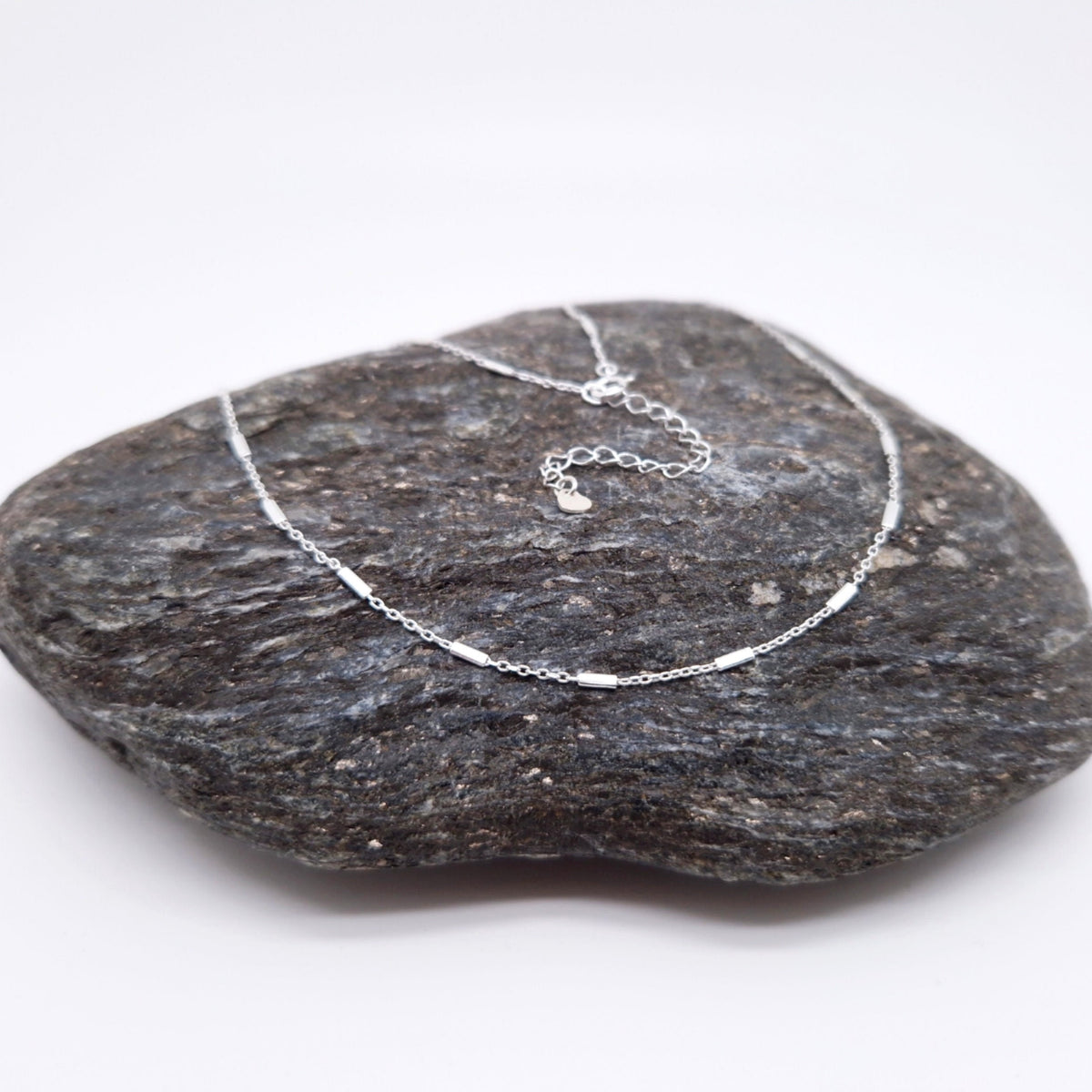 Balken Halskette zart 925 Silber filigran fein Layering zarte Ankerkette Satellitenkette